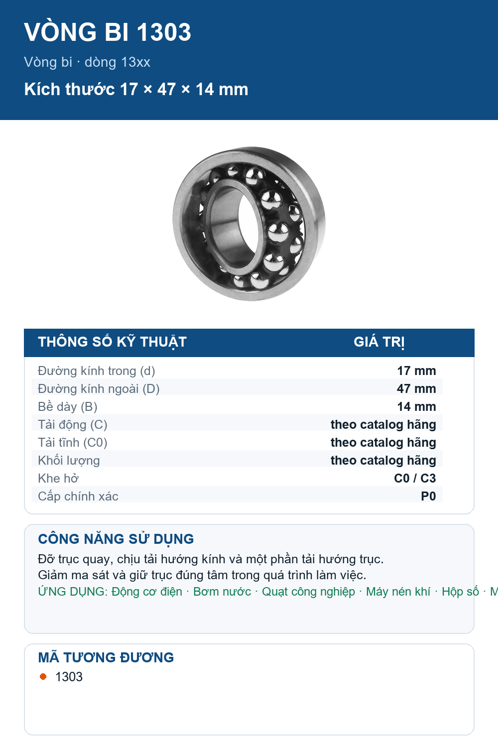 Vòng bi NKE 1303 17x47x14mm — Ảnh thông số (Pinterest)