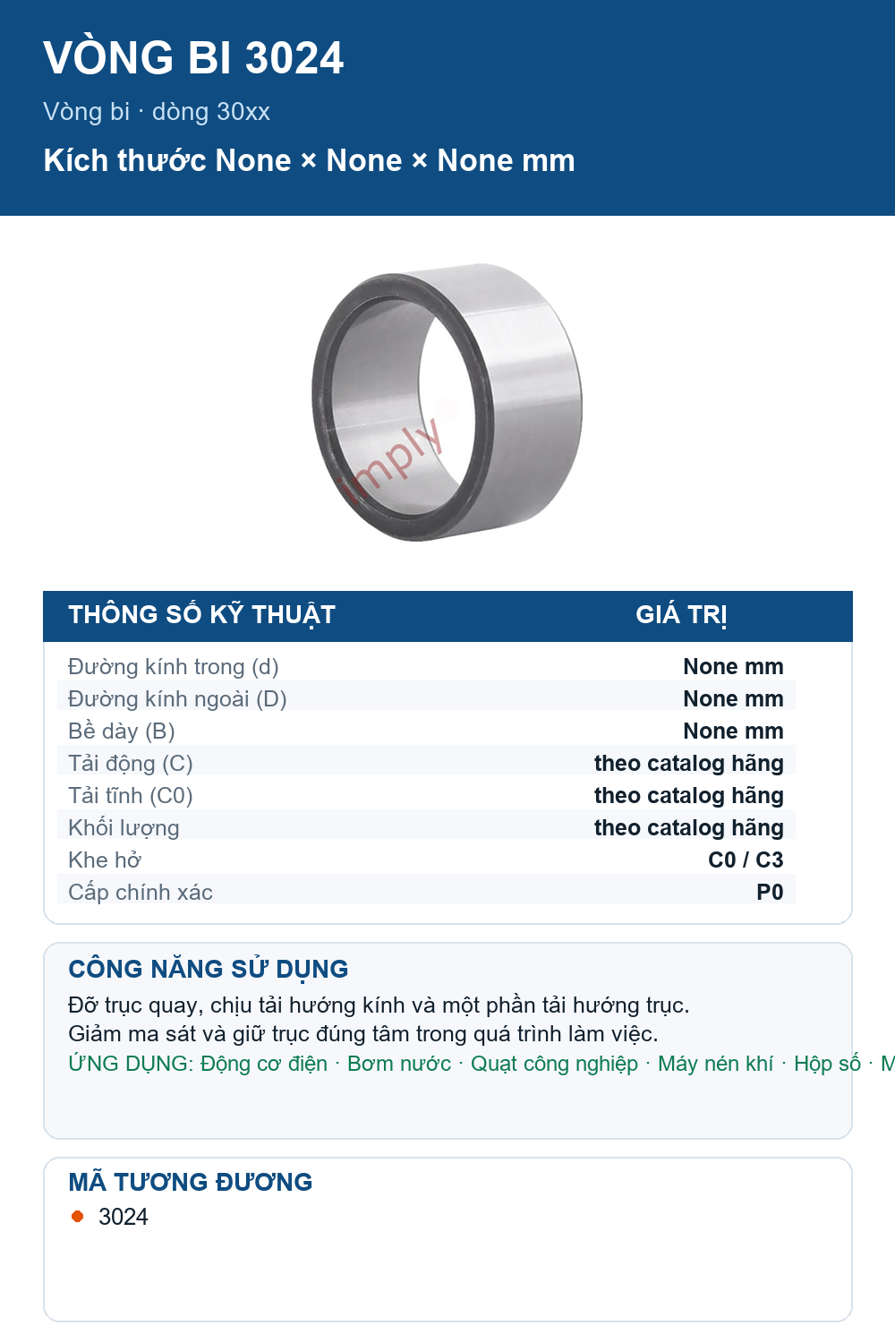 Vòng bi IKO 3024 — Ảnh thông số (Pinterest)