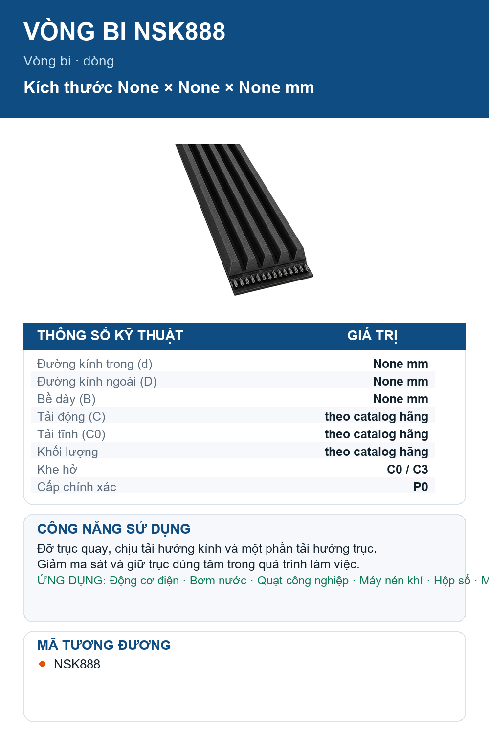 Vòng bi Major Brand NSK888 — Ảnh thông số (Pinterest)