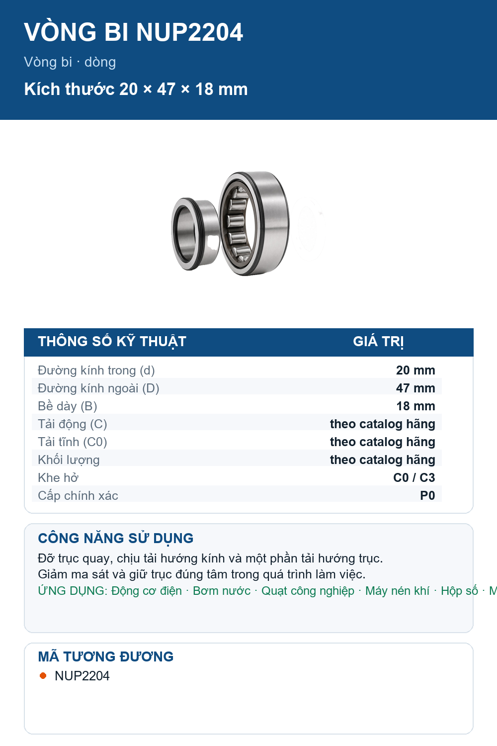 Vòng bi FAG NUP2204 20x47x18mm — Ảnh thông số (Pinterest)