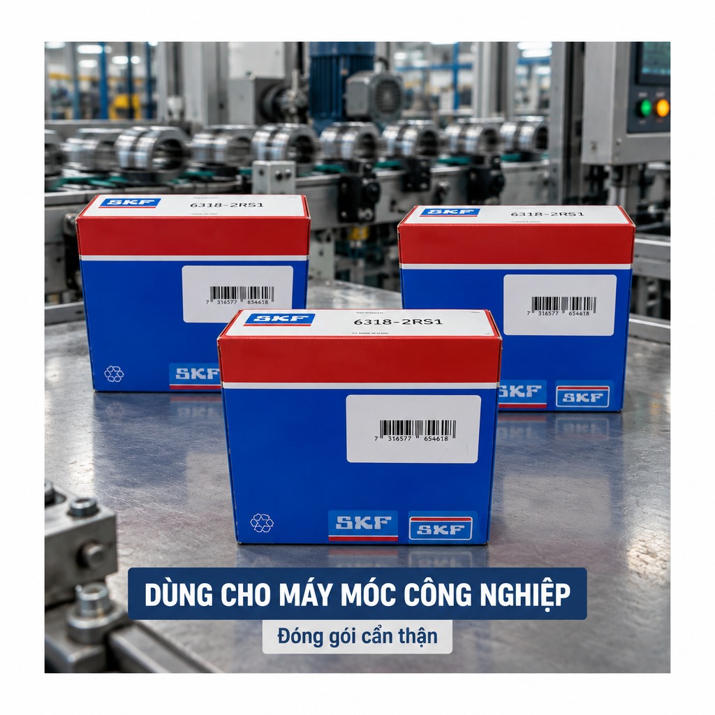 Vòng bi bạc đạn 6318 90x190x43mm SKF — Ảnh phong cách — Bối cảnh thực tế