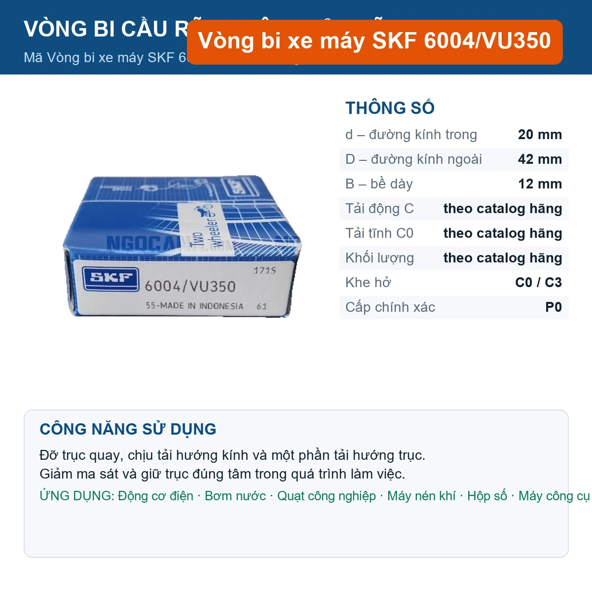 Vòng bi 6004/VU350