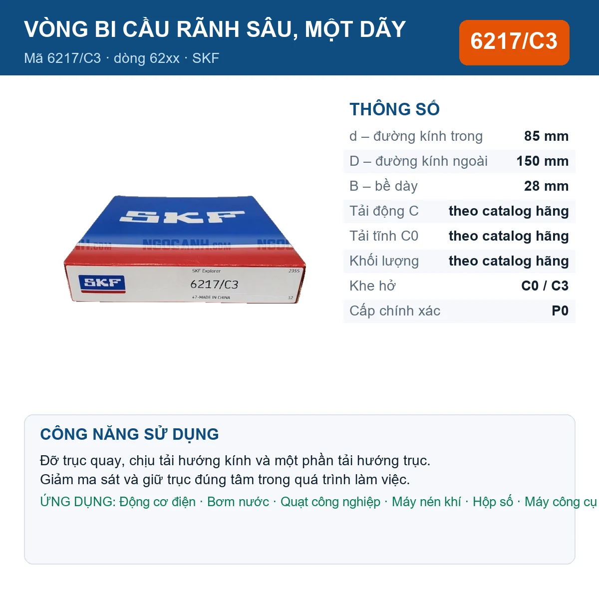 Vòng bi 6217/C3