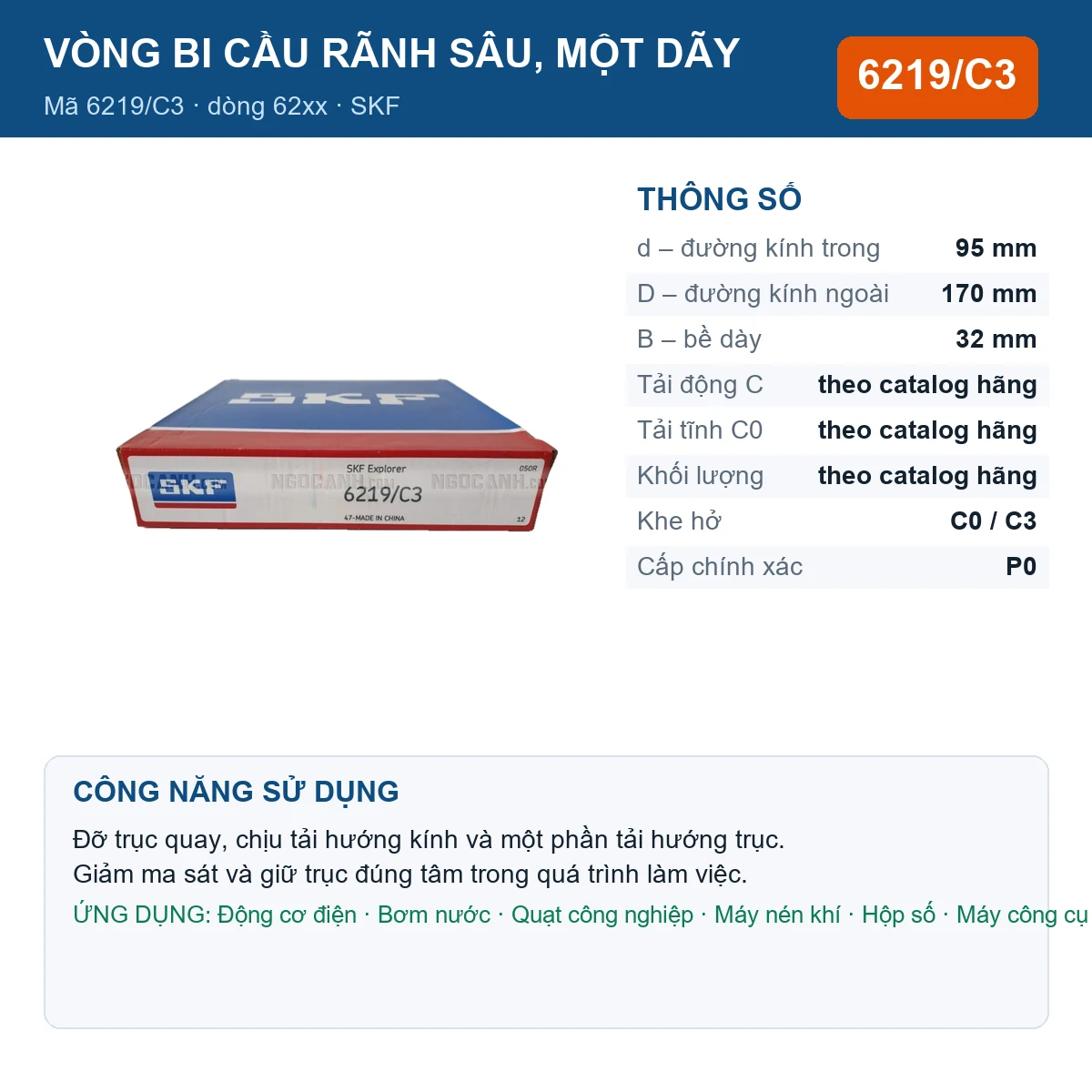 Vòng bi 6219/C3