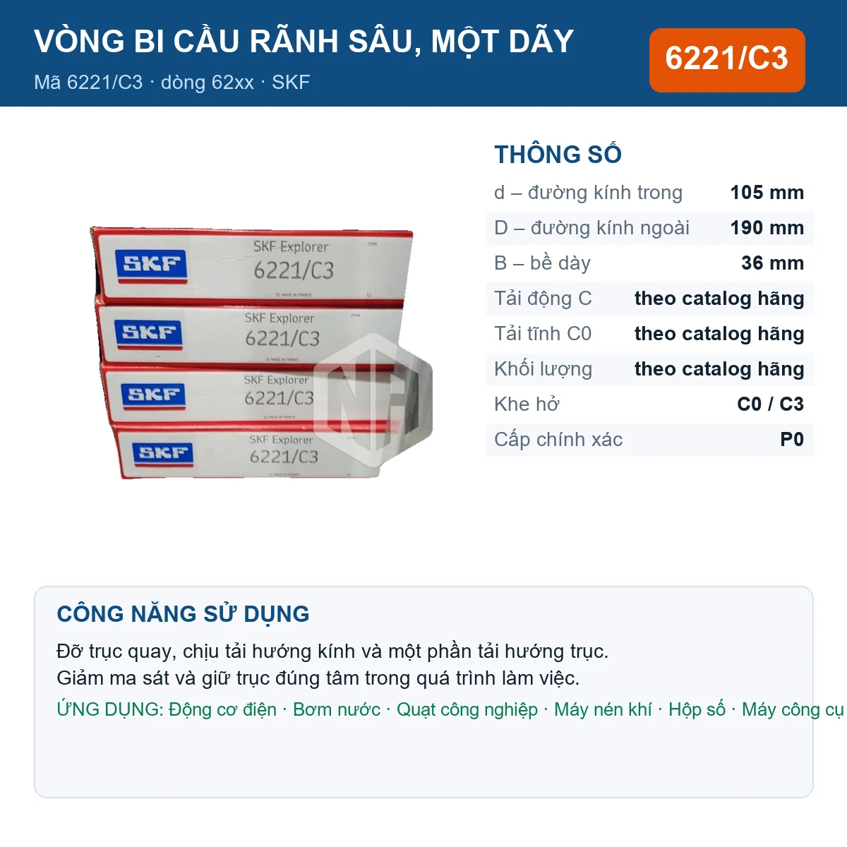 Vòng bi 6221/C3
