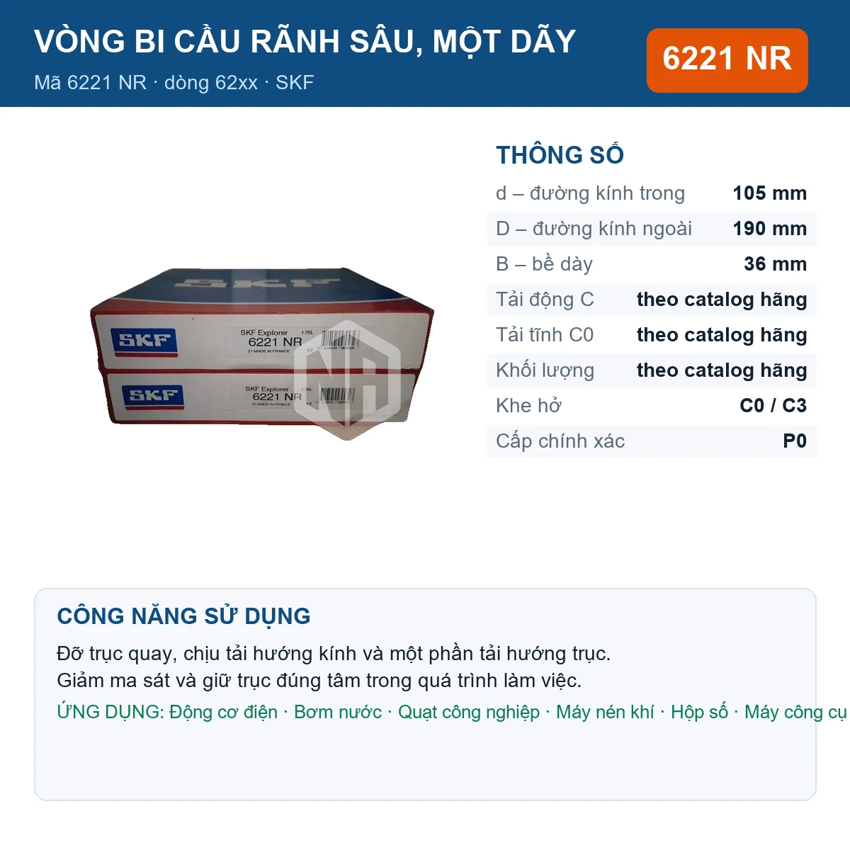 Vòng bi 6221 NR