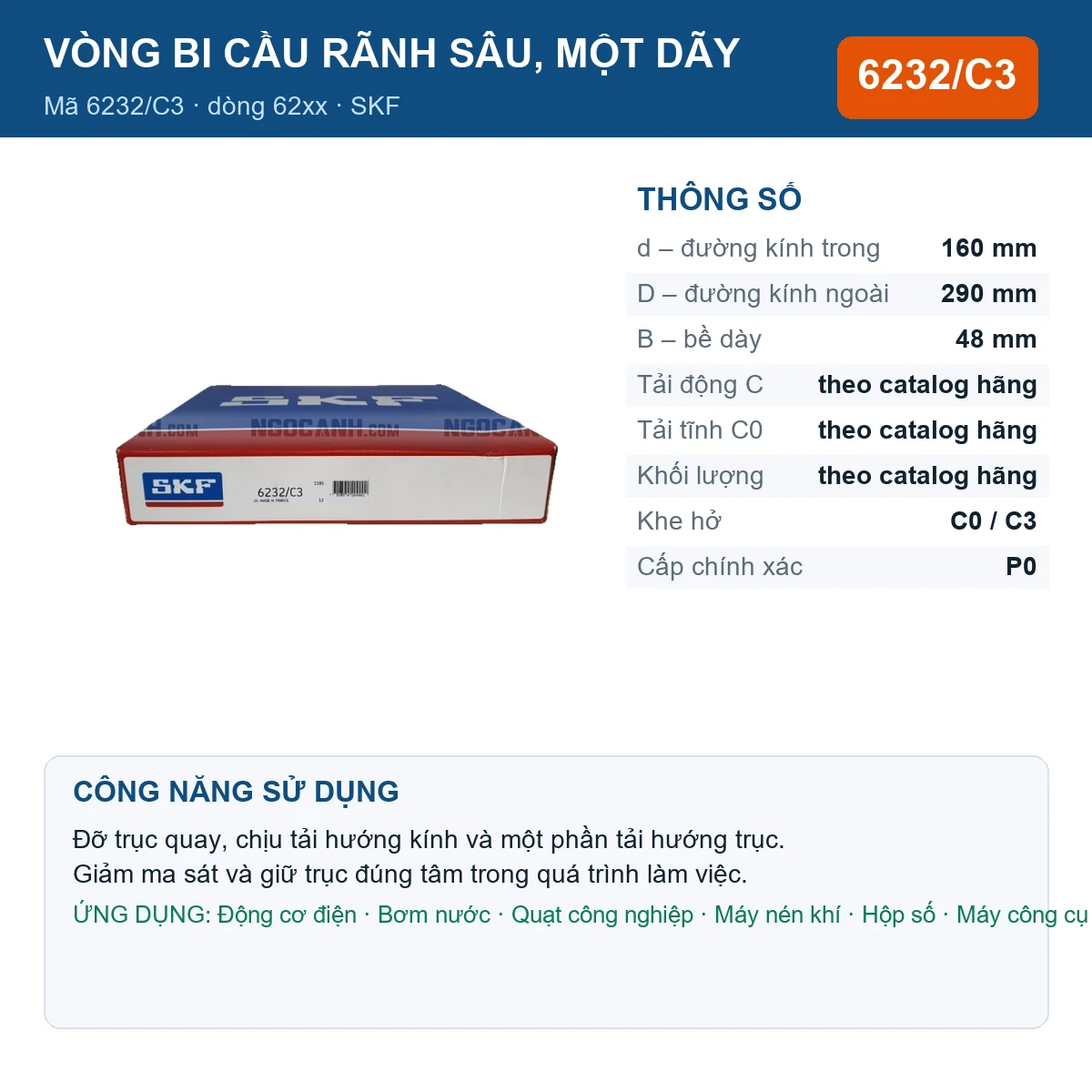Vòng bi 6232/C3