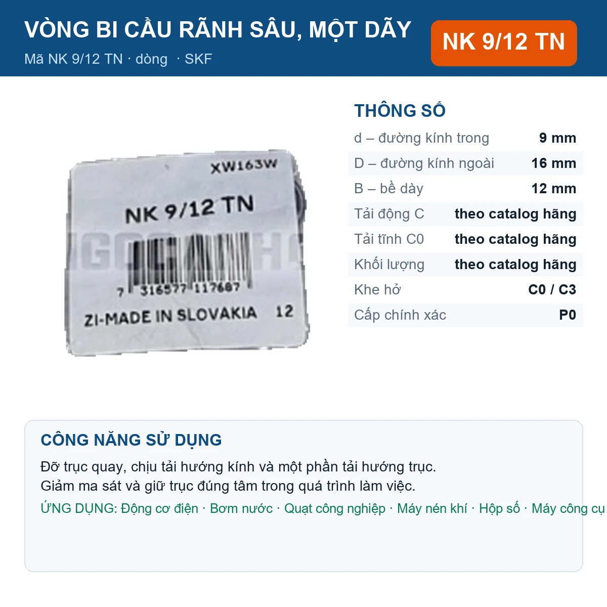 Vòng bi NK 9/12 TN