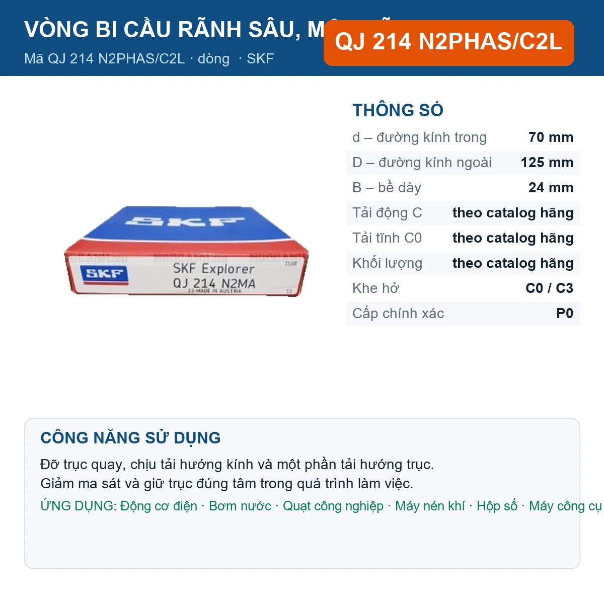 Vòng bi QJ 214 N2PHAS/C2L